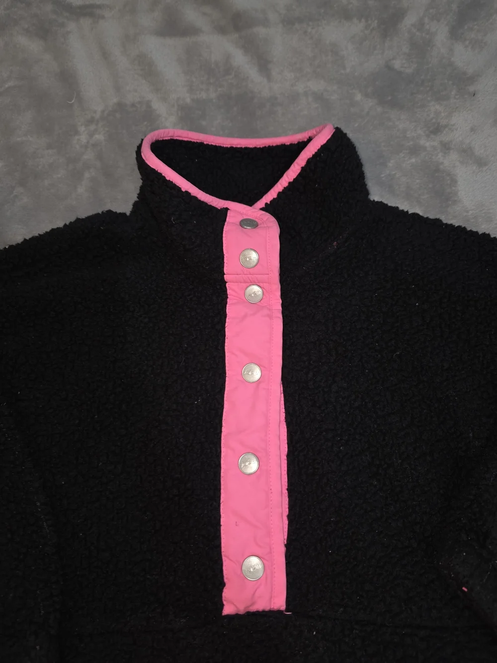 Justice Kids Black Sherpa Pullover with Pink Accents-10